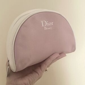 Christian DIOR pink satin cosmetic travel clutch bag